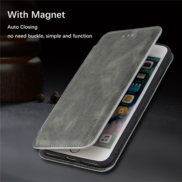 HAOXFA.W Detachable Card Slots Leather Wallet Phone Cover for iPhone 8 Plus/7 Plus 5.5 inch - Grey-3