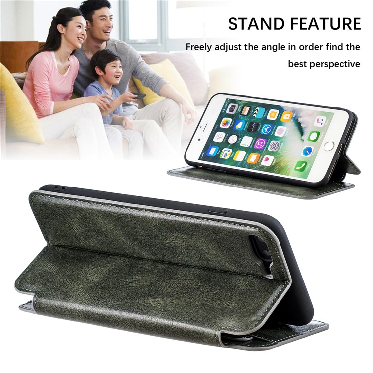 HAOXFA.W Detachable Card Slots Leather Wallet Phone Cover for iPhone 8 Plus/7 Plus 5.5 inch - Grey-4