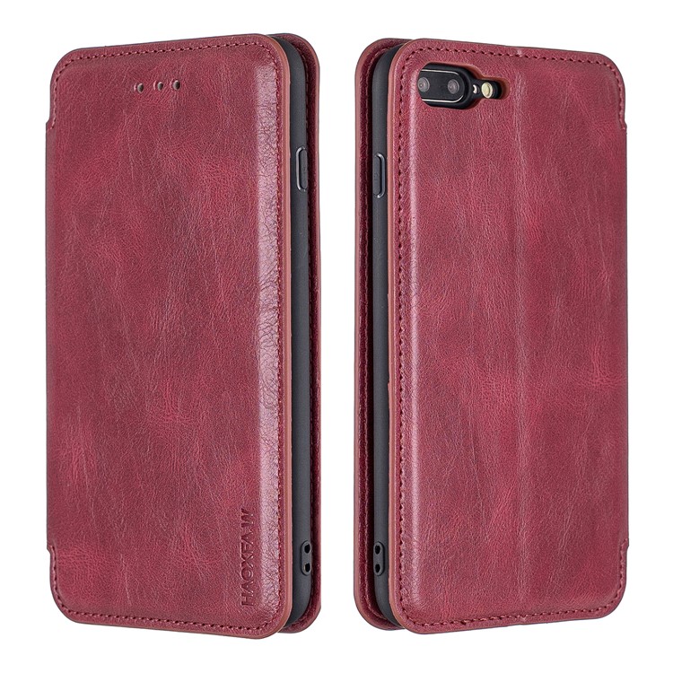 HAOXFA.W Detachable Card Slots Leather Wallet Phone Cover for iPhone 8 Plus/7 Plus 5.5 inch - Red-1
