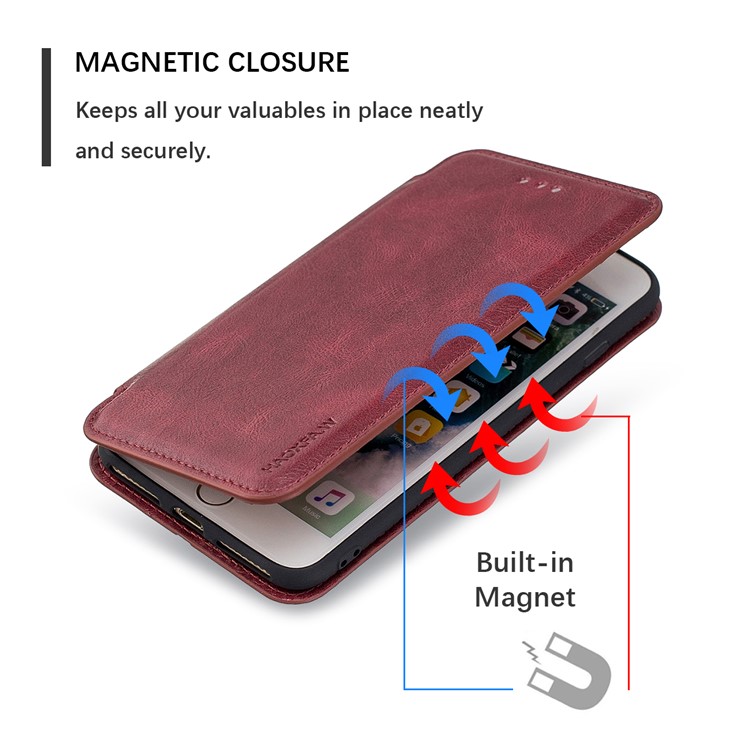 HAOXFA.W Detachable Card Slots Leather Wallet Phone Cover for iPhone 8 Plus/7 Plus 5.5 inch - Red-3