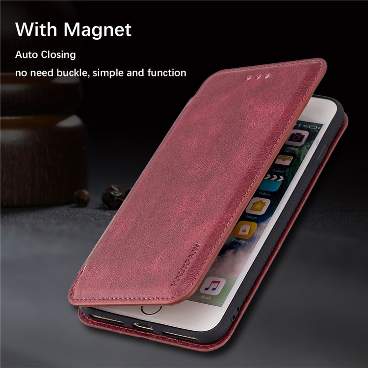 HAOXFA.W Detachable Card Slots Leather Wallet Phone Cover for iPhone 8 Plus/7 Plus 5.5 inch - Red-4