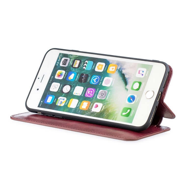 HAOXFA.W Detachable Card Slots Leather Wallet Phone Cover for iPhone 8 Plus/7 Plus 5.5 inch - Red-8