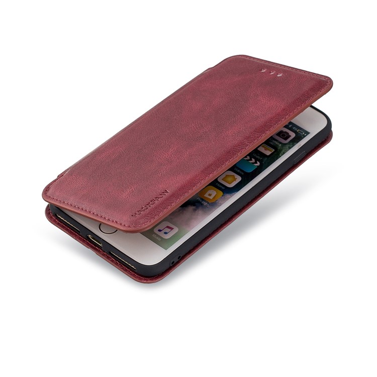 HAOXFA.W Detachable Card Slots Leather Wallet Phone Cover for iPhone 8 Plus/7 Plus 5.5 inch - Red-9