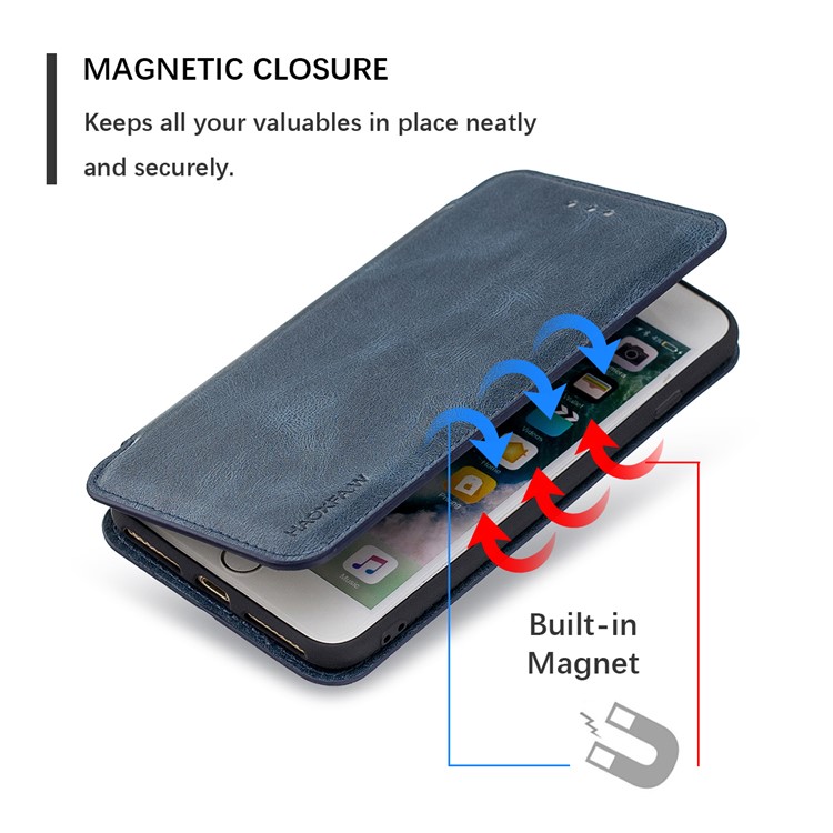 HAOXFA.W Detachable Card Slots Leather Wallet Phone Cover for iPhone 8 Plus/7 Plus 5.5 inch - Blue-2