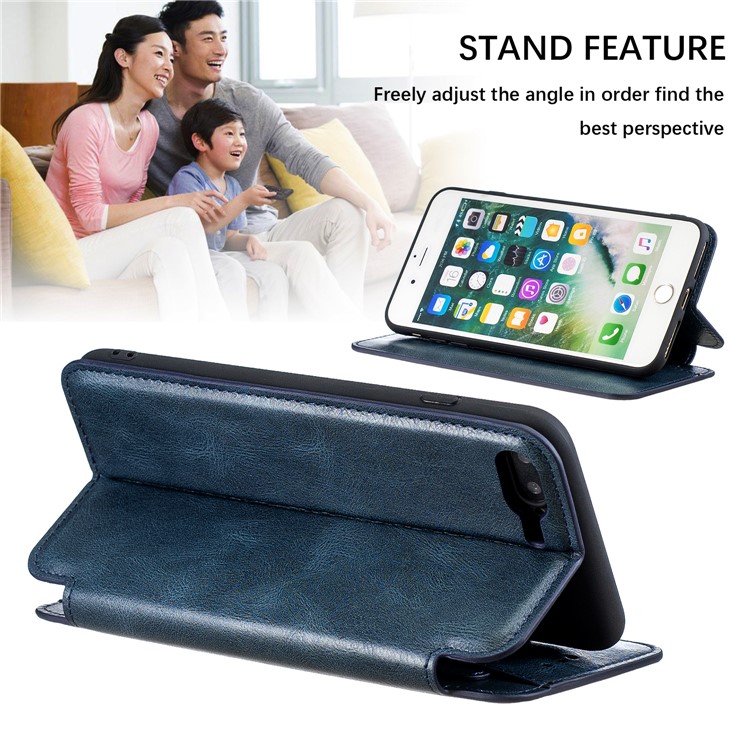 HAOXFA.W Detachable Card Slots Leather Wallet Phone Cover for iPhone 8 Plus/7 Plus 5.5 inch - Blue-4