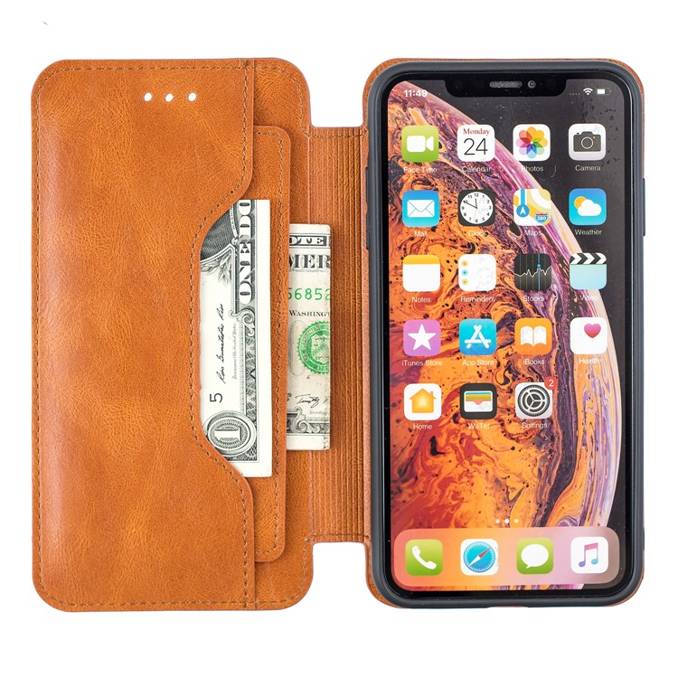 HAOXFA.W Detachable Card Slots Leather Stand Wallet Phone Shell for iPhone XS Max 6.5 inch - Brown-8