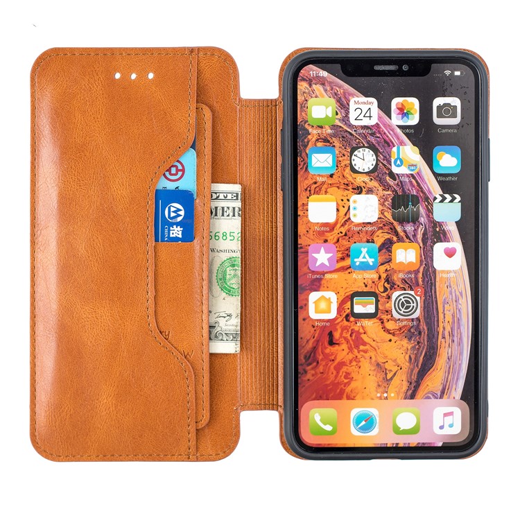 HAOXFA.W Detachable Card Slots Leather Stand Wallet Phone Shell for iPhone XS Max 6.5 inch - Brown-9