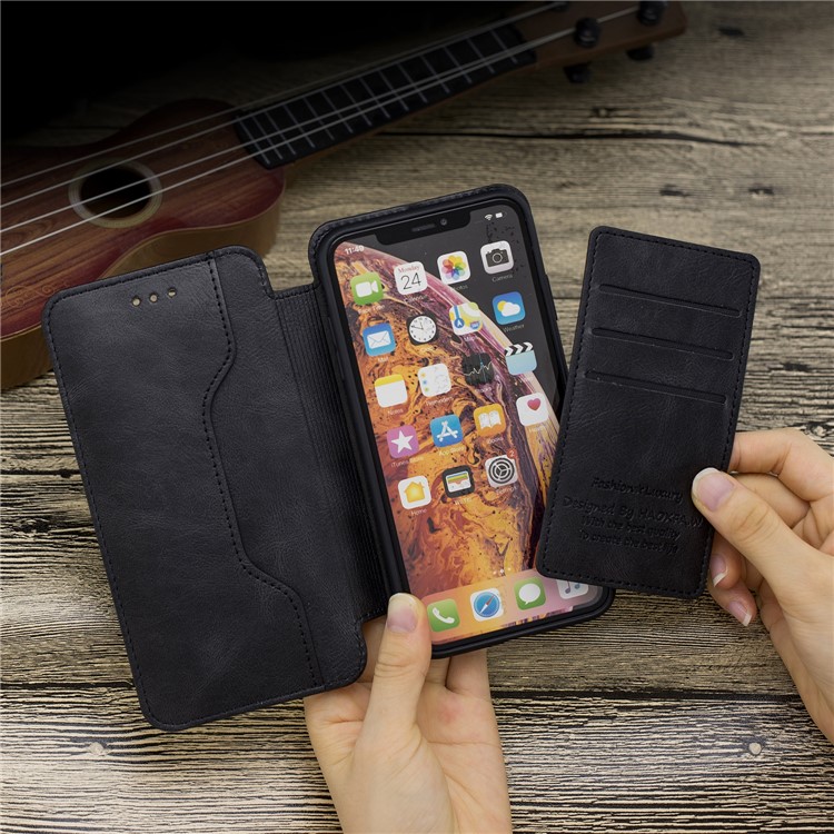 HAOXFA. W Съемные Слоты Для Карт Кожаная Подставка Для Телефона-кошелька Для IPhone XS Max 6.5 Дюймов - Черный-7