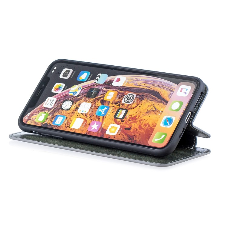 HAOXFA.W Detachable Card Slots Leather Stand Wallet Phone Shell for iPhone XS Max 6.5 inch - Grey-5