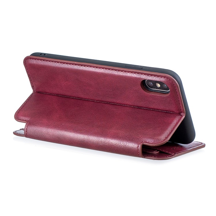 HAOXFA.W Detachable Card Slots Leather Stand Wallet Phone Shell for iPhone XS Max 6.5 inch - Red-4