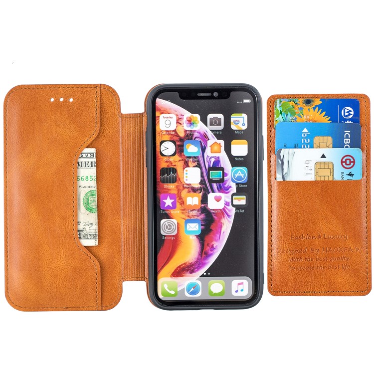 HAOXFA.W Luxurious Detachable Magnet Leather Wallet Protective Case for iPhone XR 6.1 inch - Brown-7