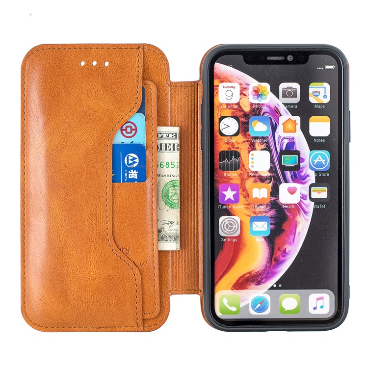 HAOXFA.W Luxurious Detachable Magnet Leather Wallet Protective Case for iPhone XR 6.1 inch - Brown-9