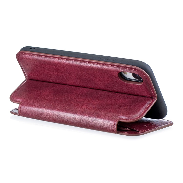 HAXFA. W Luxo Ímã Destacável Estojo De Couro Carteira De Proteção Para Iphone XR 6,1 Polegadas - Vermelho-4