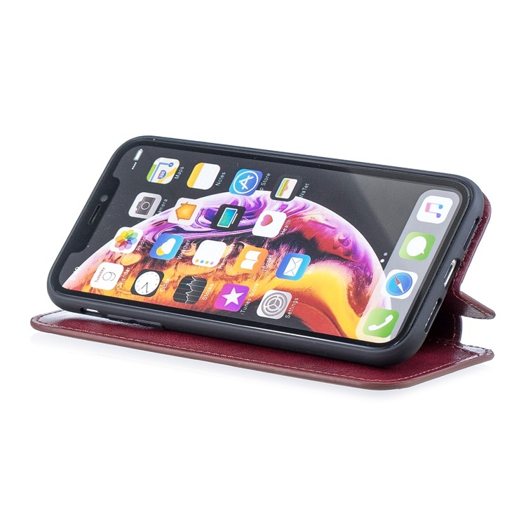 HAXFA. W Luxo Ímã Destacável Estojo De Couro Carteira De Proteção Para Iphone XR 6,1 Polegadas - Vermelho-5
