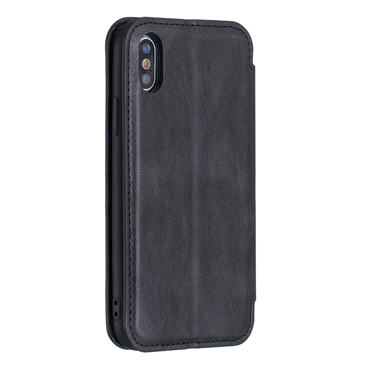 HAOXFA. Carcaça De Telefone Destacável De Couro Com Absorção Automática W Para IPhone X / XS 5,8 Polegadas - Preto-2