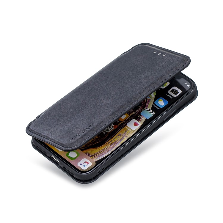 HAOXFA. Carcaça De Telefone Destacável De Couro Com Absorção Automática W Para IPhone X / XS 5,8 Polegadas - Preto-3