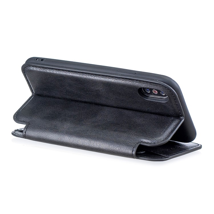 HAOXFA. Carcaça De Telefone Destacável De Couro Com Absorção Automática W Para IPhone X / XS 5,8 Polegadas - Preto-4