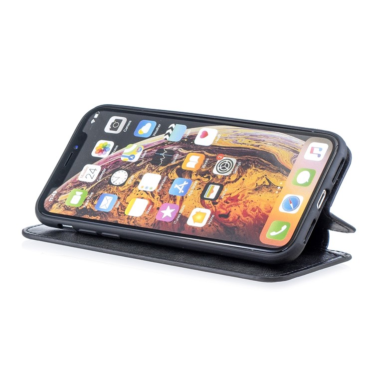 HAOXFA. Carcaça De Telefone Destacável De Couro Com Absorção Automática W Para IPhone X / XS 5,8 Polegadas - Preto-5