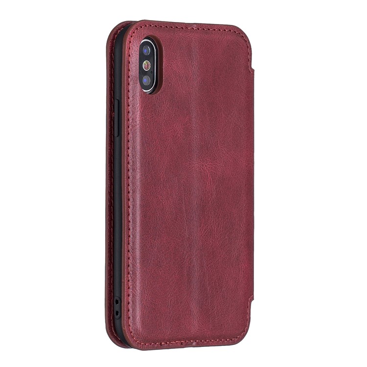 HAOXFA.W Auto-absorb Leather Detachable Wallet Phone Shell for iPhone X/XS 5.8 inch - Red-2