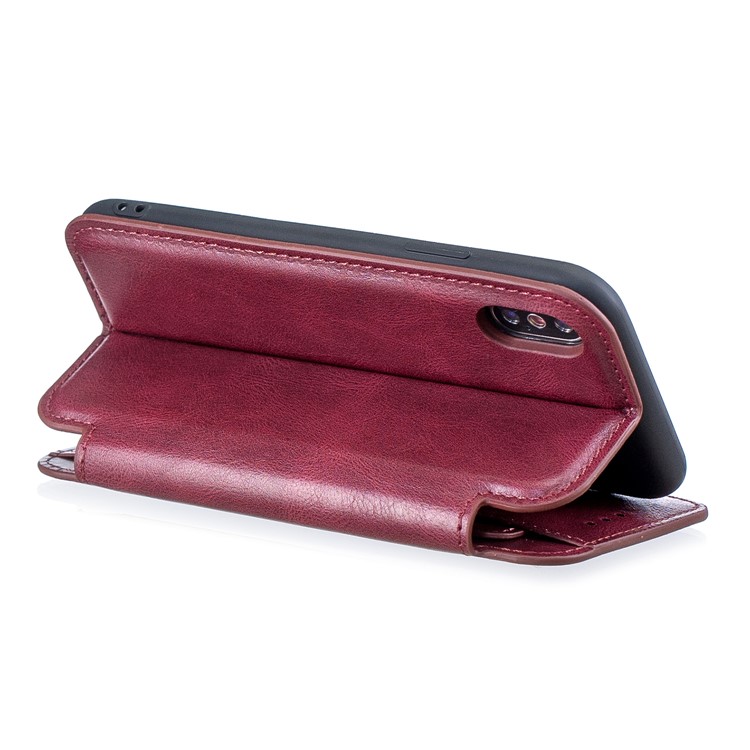 HAOXFA.W Auto-absorb Leather Detachable Wallet Phone Shell for iPhone X/XS 5.8 inch - Red-4