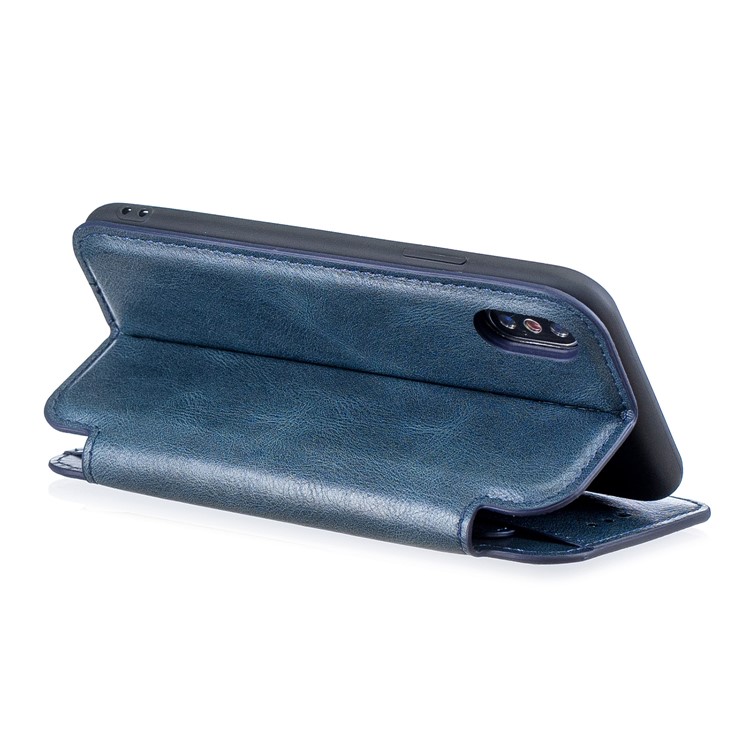 HAOXFA.W Auto-absorb Leather Detachable Wallet Phone Shell for iPhone X/XS 5.8 inch - Blue-4
