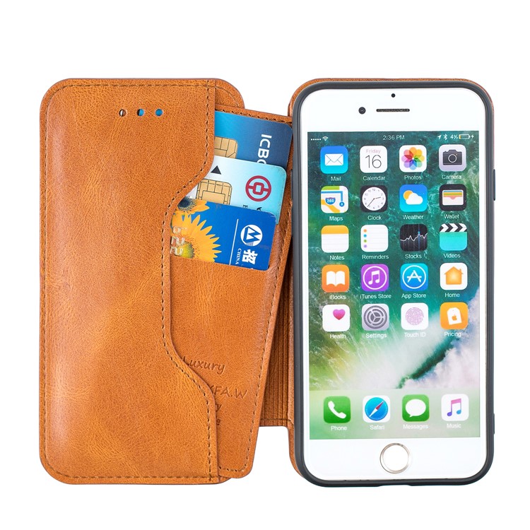 HAOXFA.W Detachable Wallet Phone Case Magnet Leather Shell for iPhone 7/8 4.7 inch - Brown-10