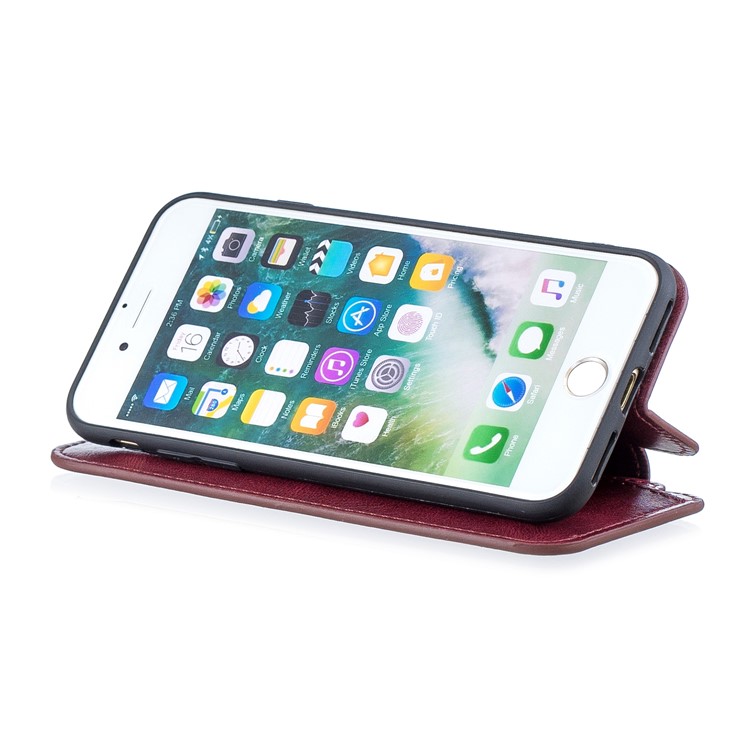 HAOXFA.W Detachable Wallet Phone Case Magnet Leather Shell for iPhone 7/8 4.7 inch - Red-5