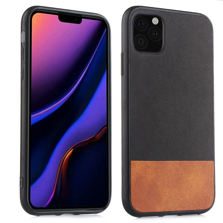 For iPhone 11 Pro 5.8 inch Bi-color Splicing PU Leather Coated PC + TPU Protective Shell - Black-1