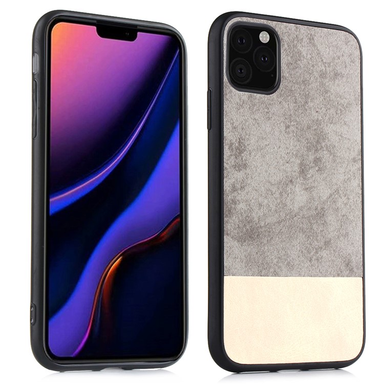 For iPhone 11 Pro 5.8 inch Bi-color Splicing PU Leather Coated PC + TPU Protective Shell - Grey-1