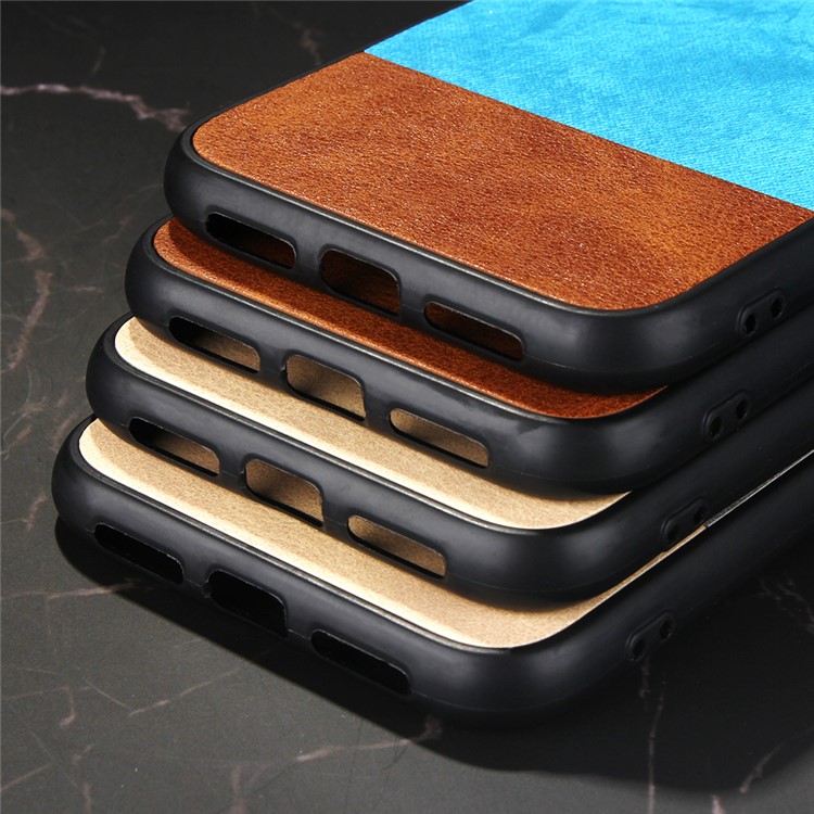 Hybrid Case Bi-color Splicing PU Leather Coated PC + TPU Phone Cover for iPhone 11 6.1 inch - Blue-3