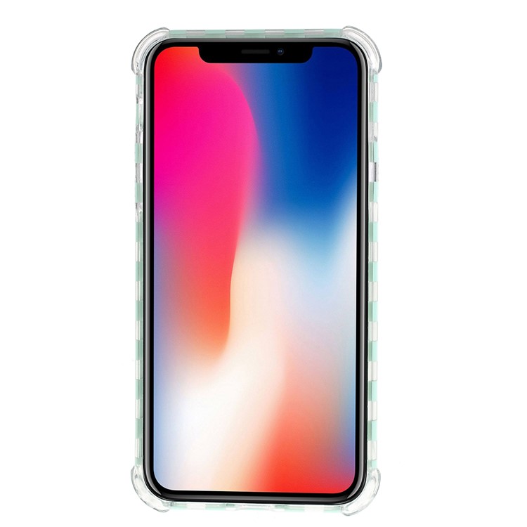 Lattice Texture IMD Acrylic + TPU Hybrid Shock-absorption Case for iPhone X/XS 5.8 inch - Cyan-2