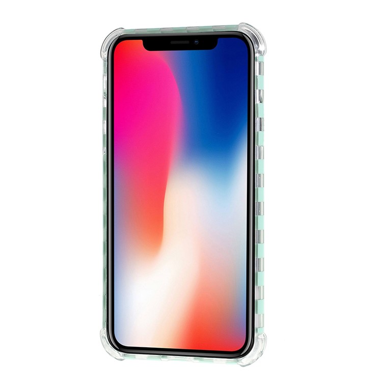 Lattice Texture IMD Acrylic + TPU Hybrid Shock-absorption Case for iPhone X/XS 5.8 inch - Cyan-3