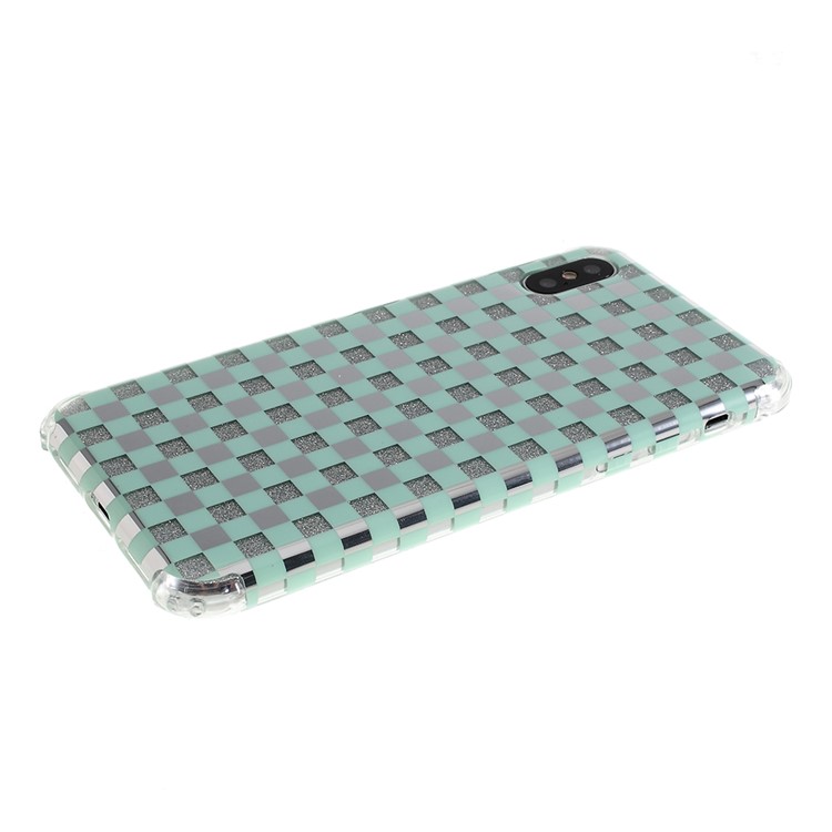 Lattice Texture IMD Acrylic + TPU Hybrid Shock-absorption Case for iPhone X/XS 5.8 inch - Cyan-4