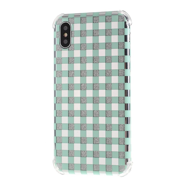 Lattice Texture IMD Acrylic + TPU Hybrid Shock-absorption Case for iPhone X/XS 5.8 inch - Cyan-5