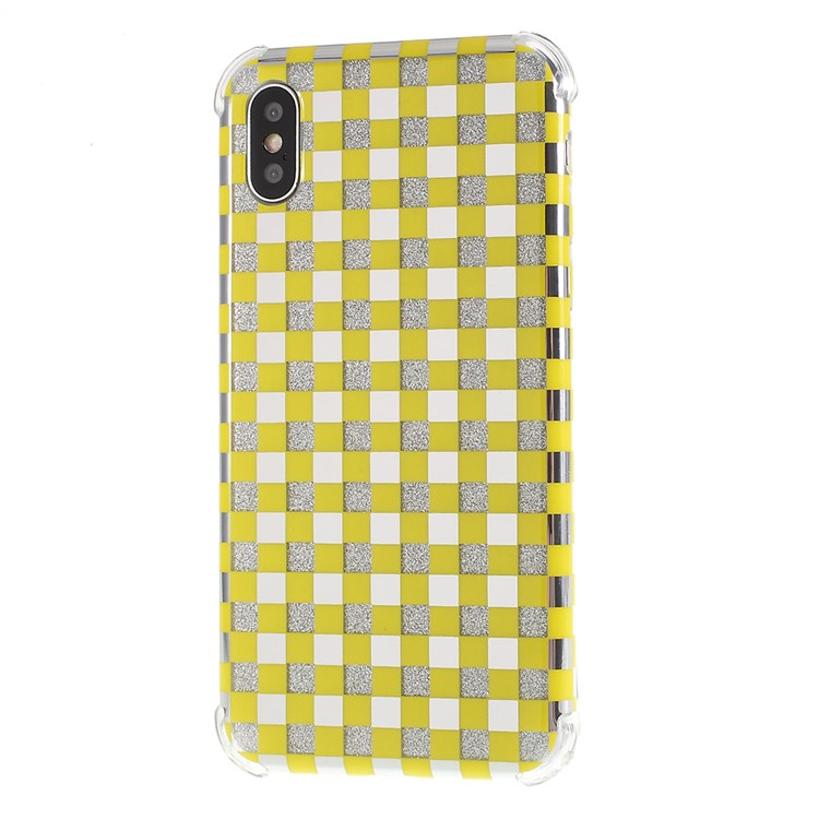 Lattice Texture IMD Acrylic + TPU Hybrid Shock-absorption Case for iPhone X/XS 5.8 inch - Yellow-2