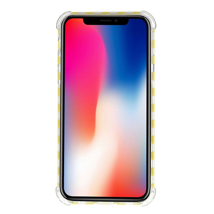 Lattice Texture IMD Acrylic + TPU Hybrid Shock-absorption Case for iPhone X/XS 5.8 inch - Yellow-3