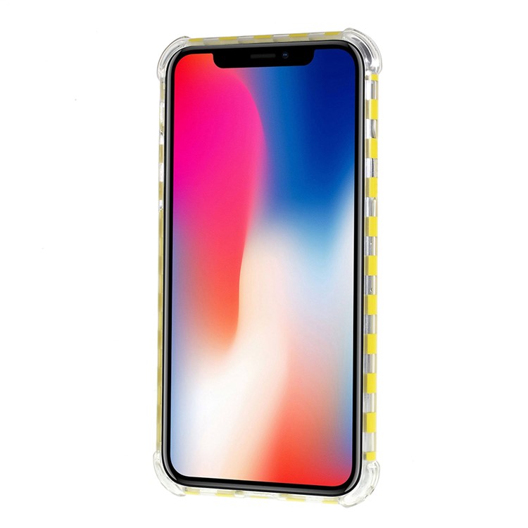 Lattice Texture IMD Acrylic + TPU Hybrid Shock-absorption Case for iPhone X/XS 5.8 inch - Yellow-4