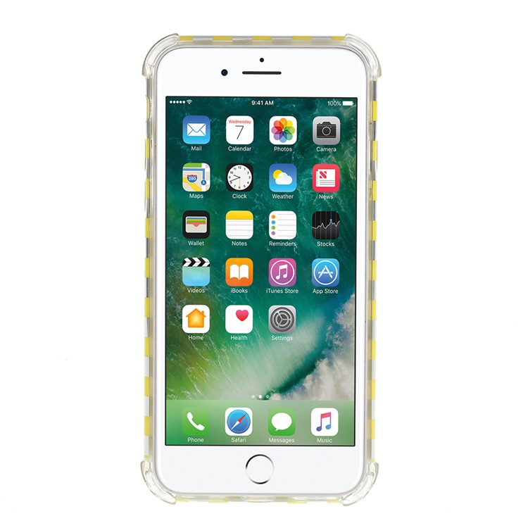 Lattice Texture IMD Acrylic + TPU Hybrid Shock-absorption Phone Case for iPhone 7/8 4.7 inch - Yellow-2