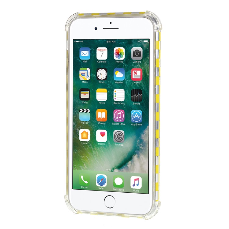 Lattice Texture IMD Acrylic + TPU Hybrid Shock-absorption Phone Case for iPhone 7/8 4.7 inch - Yellow-3