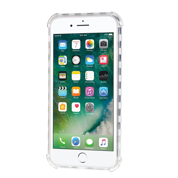 Lattice Texture IMD Acrylic + TPU Hybrid Shock-absorption Phone Case for iPhone 7/8 4.7 inch - White-3