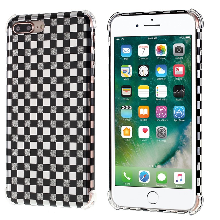 Lattice Texture IMD Shock-absorption Acrylic + TPU Hybrid Case for iPhone 7 Plus/8 Plus 5.5 inch - Black-1