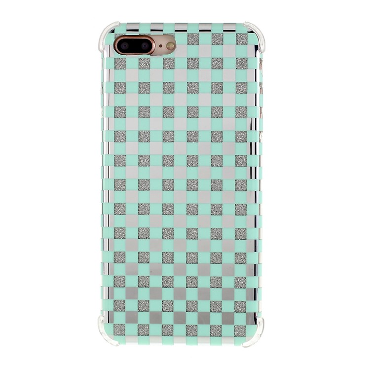Lattice Texture IMD Shock-absorption Acrylic + TPU Hybrid Case for iPhone 7 Plus/8 Plus 5.5 inch - Cyan-1