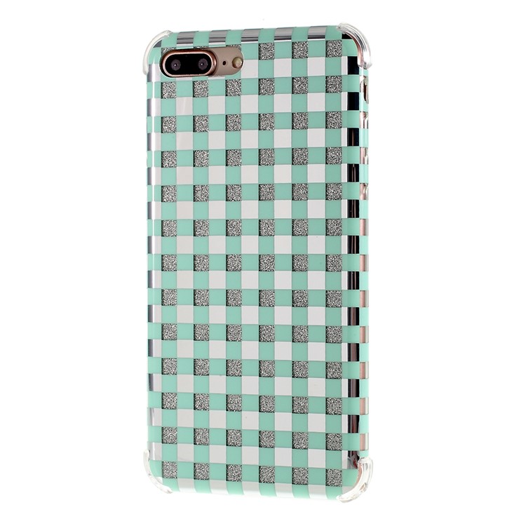 Lattice Texture IMD Shock-absorption Acrylic + TPU Hybrid Case for iPhone 7 Plus/8 Plus 5.5 inch - Cyan-2