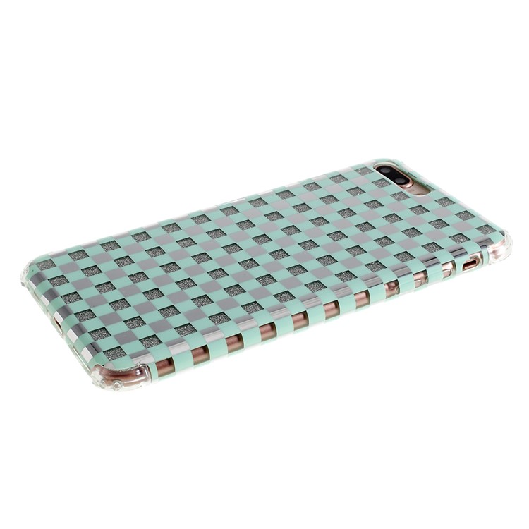 Lattice Texture IMD Shock-absorption Acrylic + TPU Hybrid Case for iPhone 7 Plus/8 Plus 5.5 inch - Cyan-5