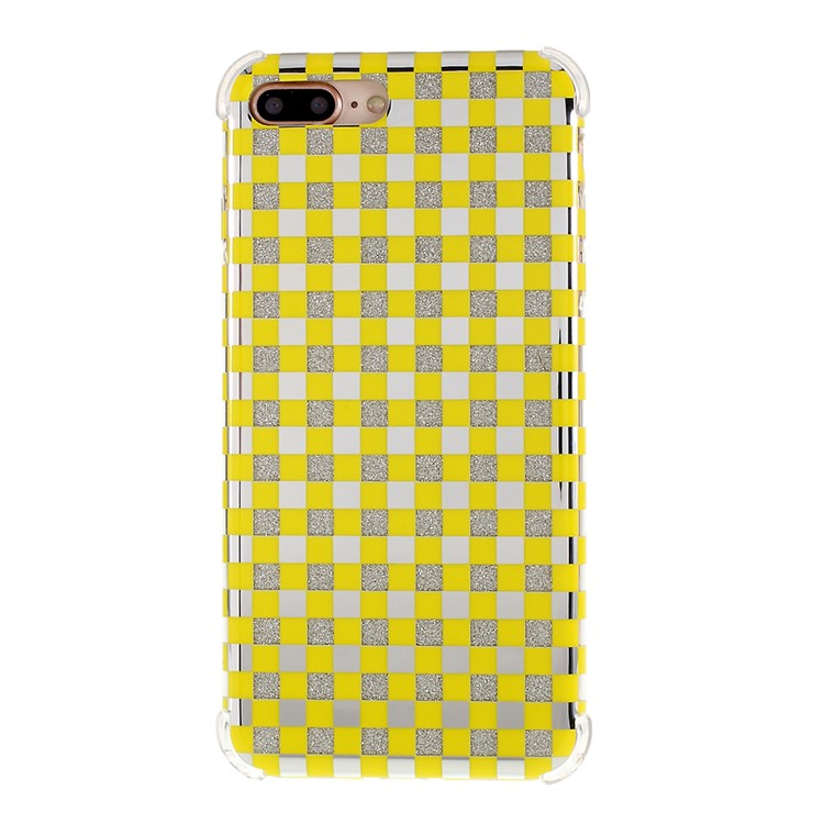 Lattice Texture IMD Shock-absorption Acrylic + TPU Hybrid Case for iPhone 7 Plus/8 Plus 5.5 inch - Yellow-1