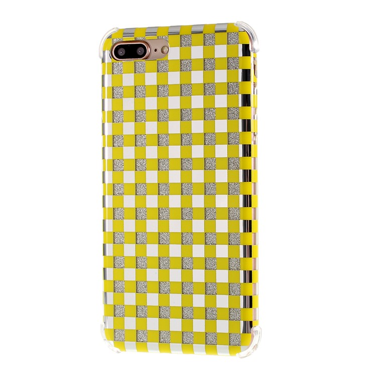 Lattice Texture IMD Shock-absorption Acrylic + TPU Hybrid Case for iPhone 7 Plus/8 Plus 5.5 inch - Yellow-2