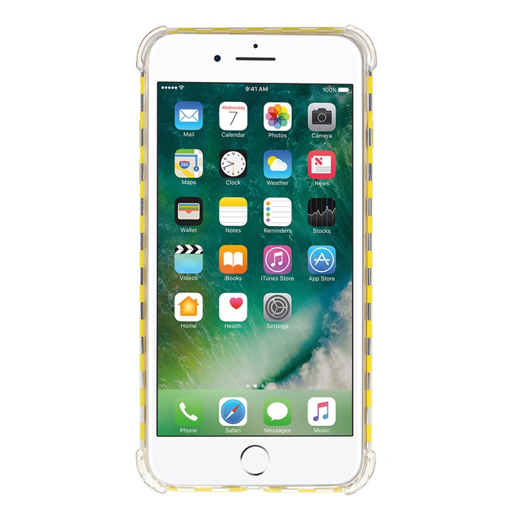 Lattice Texture IMD Shock-absorption Acrylic + TPU Hybrid Case for iPhone 7 Plus/8 Plus 5.5 inch - Yellow-3