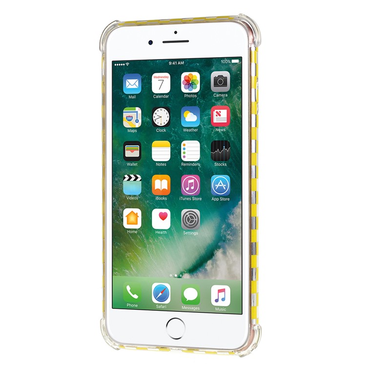 Lattice Texture IMD Shock-absorption Acrylic + TPU Hybrid Case for iPhone 7 Plus/8 Plus 5.5 inch - Yellow-4