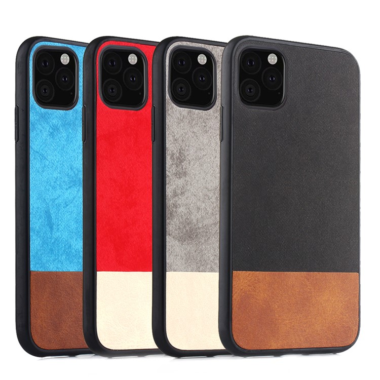 PU Leather Coated PC + TPU Hybrid Case Bi-color Splicing Shell for iPhone 11 Pro Max 6.5 inch - Black-5