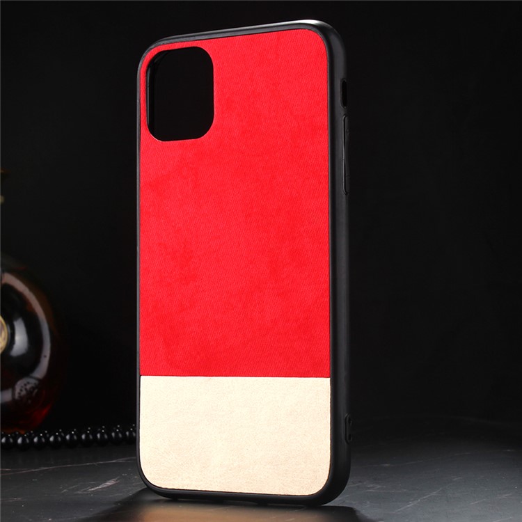 PU Leather Coated PC + TPU Hybrid Case Bi-color Splicing Shell for iPhone 11 Pro Max 6.5 inch - Red-2